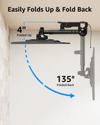 MOUNTUP Ceiling Monitor Mount for 13-32'', Max 22lbs Sceen, Flip Down Computer Monitor Mount, Folding Ceiling Mount with Full Motion Tilt Swivel Rotation, for Garage, Workshop, Sloped & Flat Ceilings