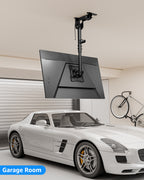 MOUNTUP Ceiling Monitor Mount for 13-32'', Max 22lbs Sceen, Flip Down Computer Monitor Mount, Folding Ceiling Mount with Full Motion Tilt Swivel Rotation, for Garage, Workshop, Sloped & Flat Ceilings