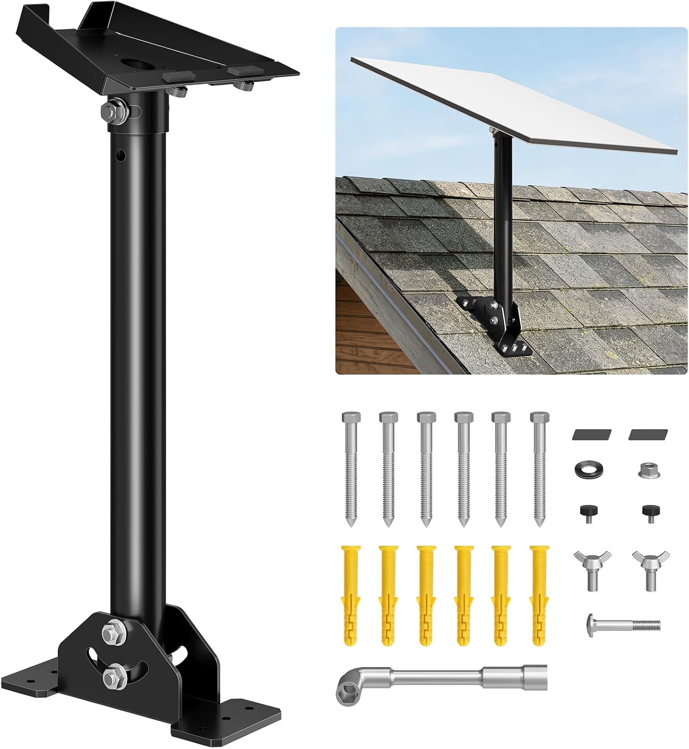 MOUNTUP Starlink Roof Mount Gen 3 V4 V4X Adjustable Stainless Steel Bracket | Better Signal Positioning with 180° Rotation, 100° Tilt, 15.8" Pivot Pole & Rustptoof Hardware for Starlink Roof Installation