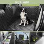 Dog Seat Covers for Tesla Model Y, Hard Bottom Dog Hammock | with Door & Headrest Protection, Waterproof Scratchproof Backseat Dog Cover with Mesh Window