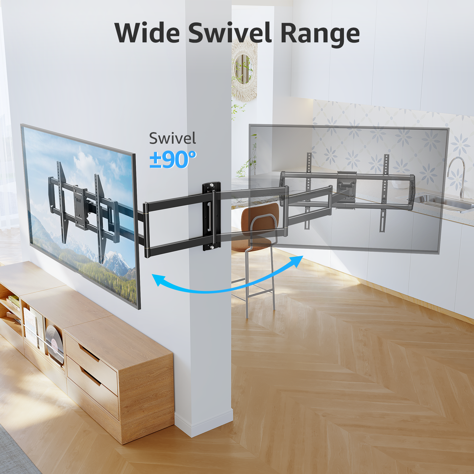 MOUNTUP 962mm Langarm TV Wandhalterung für 42–75 Zoll bis zu 45kg, Schwenkbare Neigbare Wandhalterung Fernseher, Extra Langer Reach Fernseher Halterung, Max VESA 600 x 400mm, EU0047-L