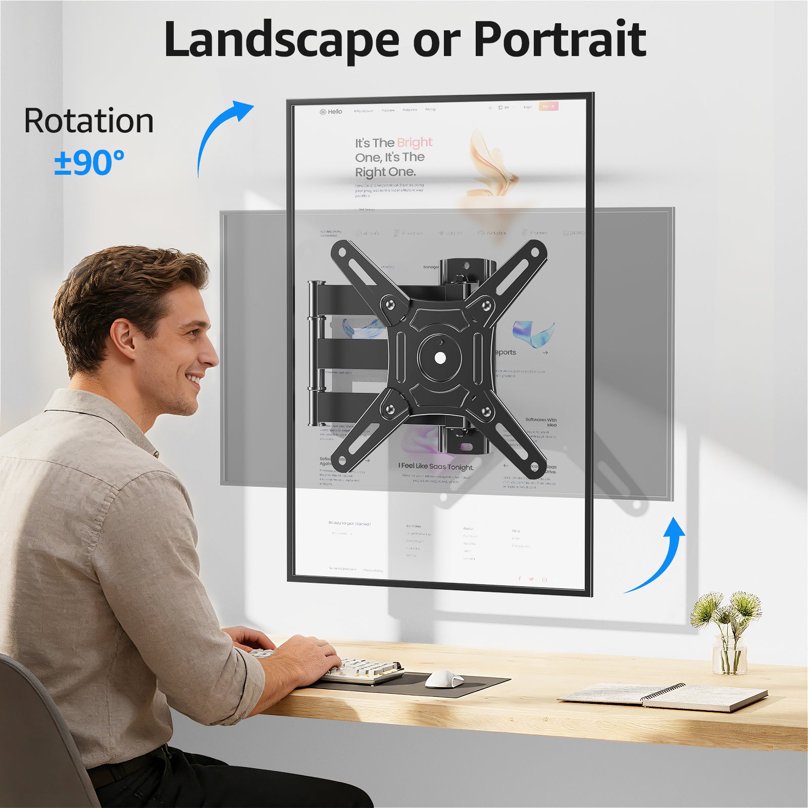 MOUNTUP UL Listed TV Monitor Wall Mount Swivel and Tilt for Most 14-42 Inch LED LCD Flat Curved TVs, Full Motion Wall Mount TV Bracket with Articulating Arm, Max VESA 200x200mm up to 33lbs, MU0029