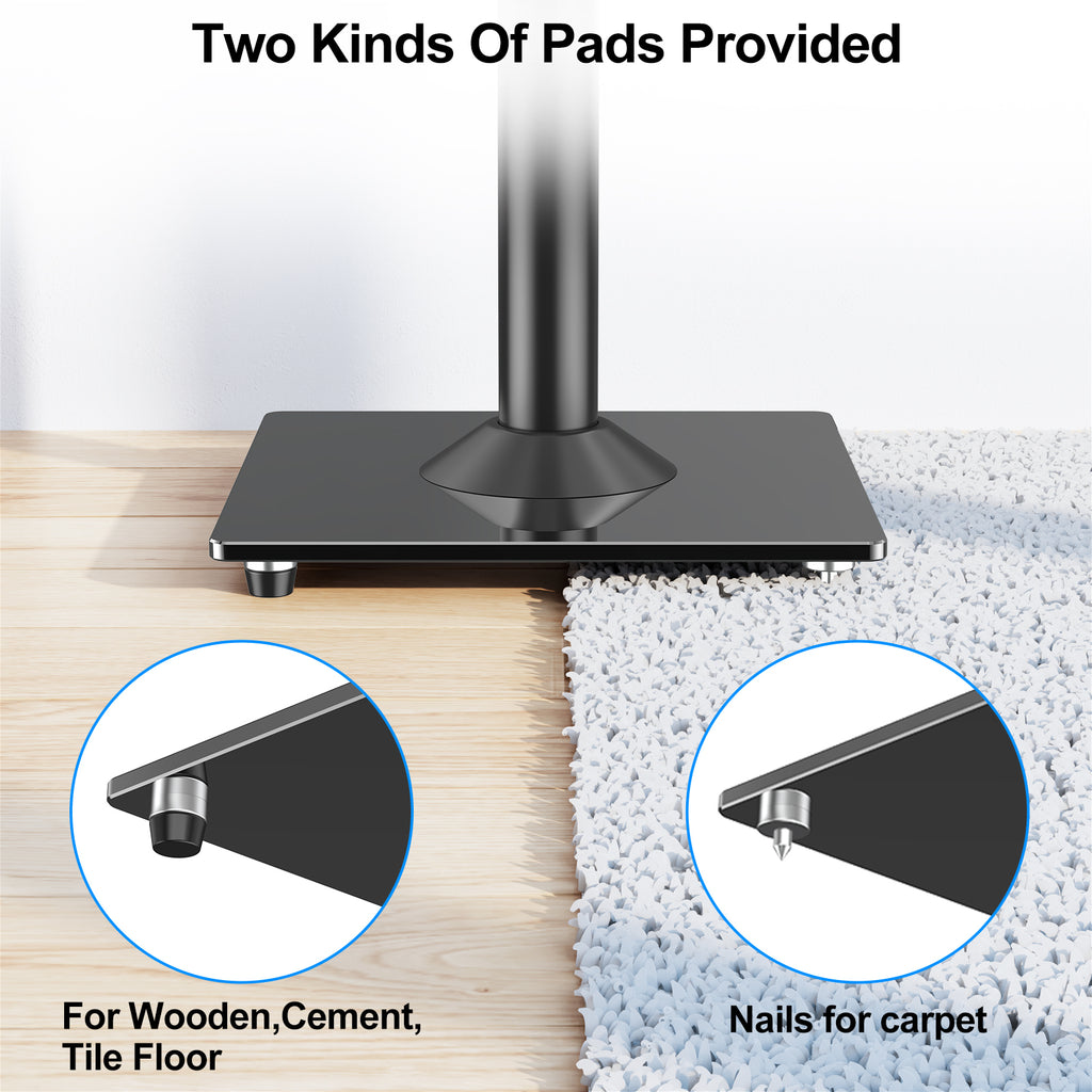 MOUNTUP Universal Speaker Stands Pair, 28.3" to 37.4" Height Adjustable Floor Speaker Stands, Holds Bookshelf & Large Satellite Studio Speakers, Cable Concealing, 22LBS Capacity, 9.8" Plate, Black