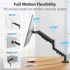 MOUNTUP Monitor Halterung für 13-32 Zoll Monitore 2-9 kg, VESA 75/100mm, Gasdruckfeder Arm, 360° Drehbar Höhenverstellbar Schwenkbar Neigbar, EU8015B