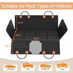 SMATTO Heavy Duty 400lbs Dog Car Seat Cover, Waterproof Pet Hammock for Back Seat with Mesh Window & Hard Bottom, Fits SUV Car