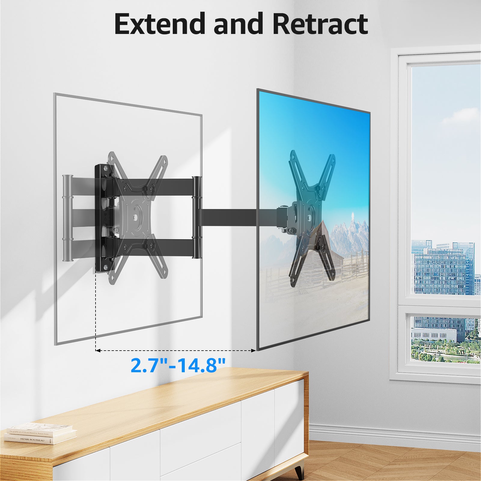 MOUNTUP UL Listed TV Monitor Wall Mount Swivel and Tilt for Most 14-42 Inch LED LCD Flat Curved TVs, Full Motion Wall Mount TV Bracket with Articulating Arm, Max VESA 200x200mm up to 33lbs, MU0029