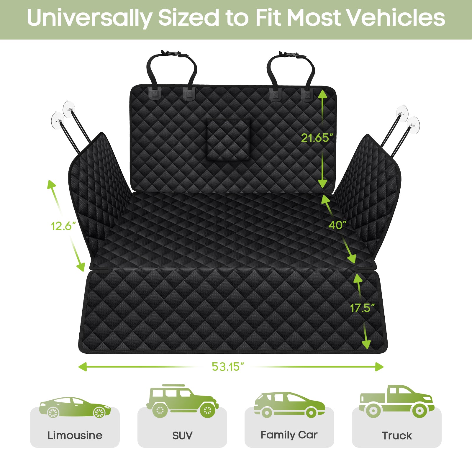 SMATTO Waterproof Dog Cargo Liner for SUV Sedan Van, Non-Slip Scratchproof Pet Seat Cover with Bumper Flap Protector, Large Universal Fit
