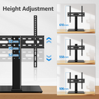 MONTUP Universal TV Stand for 24–60 Inch TV, Height Adjustable Table Top TV Stand Up to 40KG, Pedestal with Bracket Max VESA 400x400mm, EU1335