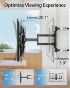 MOUNTUP Pillar TV Mount for 32"-75" TVs, Full Motion Strap-On Post Mount for Round & Square Columns, Swivel Tilt Level, No-Drill Design, Max VESA 600x400mm, Holds 88 lbs, Black
