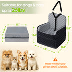 Waterproof Dog Car Seat for Small/Medium Dogs up to 26 lbs, Memory Foam Booster Seat Elevated 6in, Pet Car Seat with Removable Washable Cover, Y-Shape Safety Belt and Storage Pockets