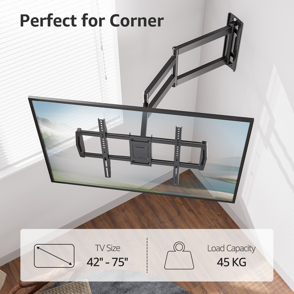 MOUNTUP 962mm Langarm TV Wandhalterung für 42–75 Zoll bis zu 45kg, Schwenkbare Neigbare Wandhalterung Fernseher, Extra Langer Reach Fernseher Halterung, Max VESA 600 x 400mm, EU0047-L