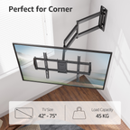 MOUNTUP 962mm Langarm TV Wandhalterung für 42–75 Zoll bis zu 45kg, Schwenkbare Neigbare Wandhalterung Fernseher, Extra Langer Reach Fernseher Halterung, Max VESA 600 x 400mm, EU0047-L