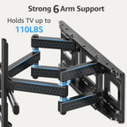 MOUNTUP Full Motion TV Wall Mount for Most 40-85 inch Flat TVs up to 110 lbs, Wall Mount Bracket with Dual Articulating Arms, Tilt, Level, Swivel, TV Mount Fits 12/16" Wood Stud, Max VESA 600x400mm
