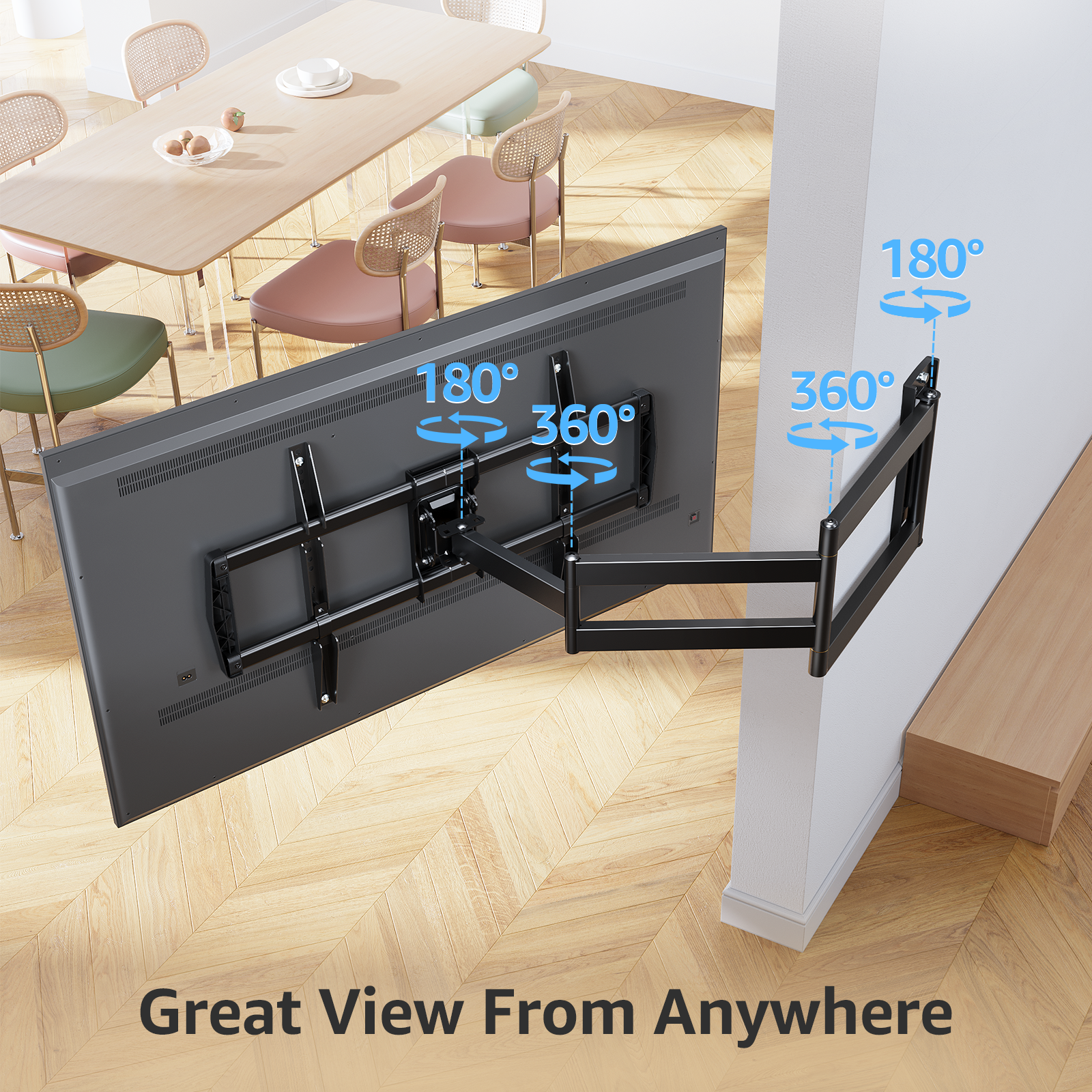 MOUNTUP 962mm Langarm TV Wandhalterung für 42–75 Zoll bis zu 45kg, Schwenkbare Neigbare Wandhalterung Fernseher, Extra Langer Reach Fernseher Halterung, Max VESA 600 x 400mm, EU0047-L