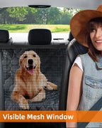 SMATTO Dog Car Seat Cover with Mesh Window, 100% Waterproof Pet Seat Cover for Back Seat, Scratchproof Dog Hammock for Cars, Trucks, SUVs, Jeeps, Black