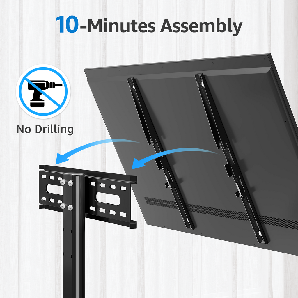 MONTUP Universal TV Stand for 24–60 Inch TV, Height Adjustable Table Top TV Stand Up to 40KG, Pedestal with Bracket Max VESA 400x400mm, EU1335