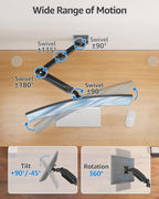 MOUNTUP Long Arm Monitor Wall Mount for 17-32” Screens, Supports 4.4-17.6lbs, Long Reach Arm Extends Up to 27.97”, Copmuter Wall Mount Monitor Arm, Full Motion Tilt Swivel Rotation, VESA 75x75 100x100