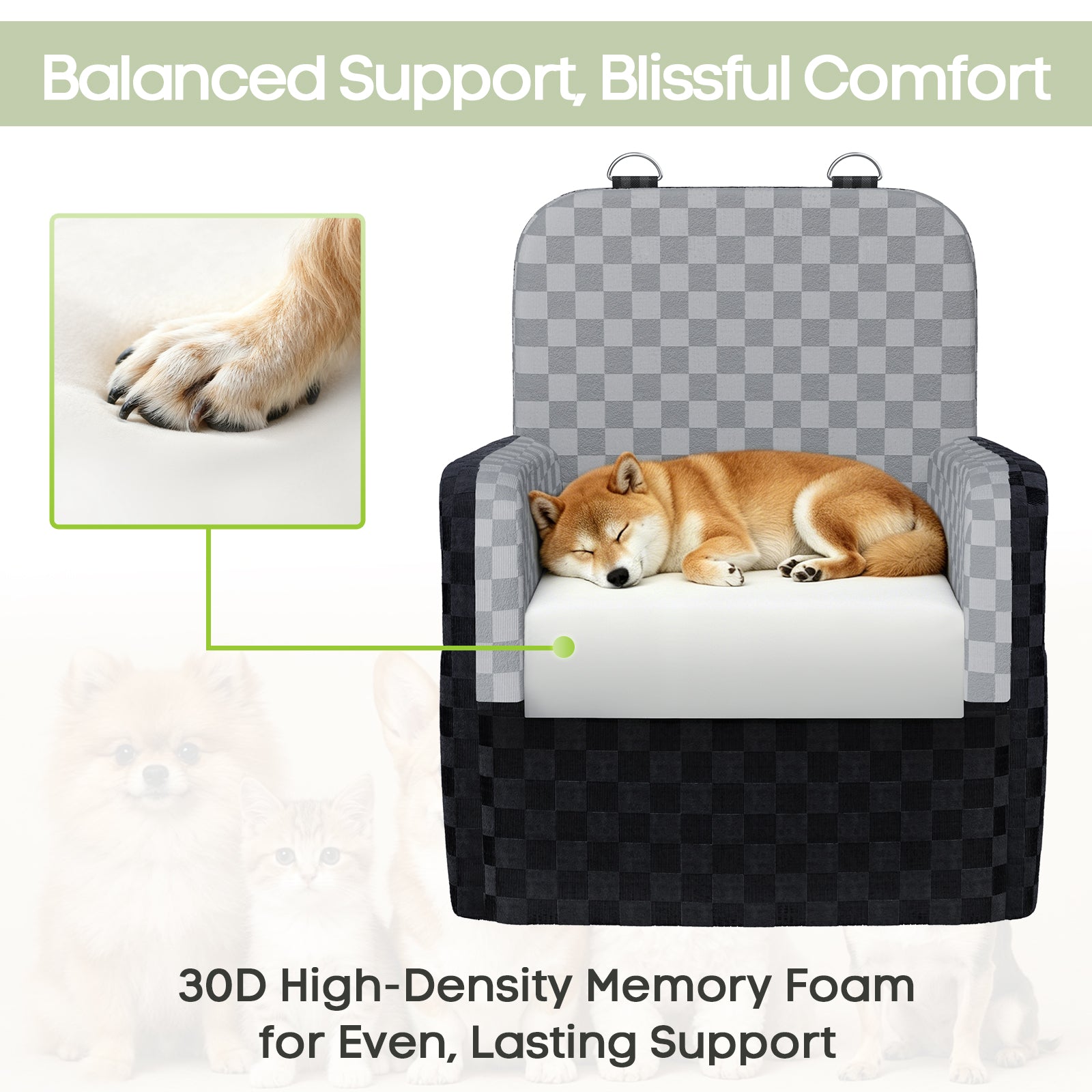 SMATTO Dog Car Seat for Small and Medium Dogs up to 26 lbs, Portable Waterproof Dog Booster Car Seat with Removable Washable Cover, Safety Seat Belt Y-Shape Safety Belt and Storage Pockets, Black