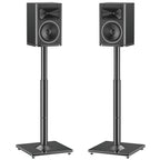 MOUNTUP Universal Speaker Stands Pair, 28.3" to 37.4" Height Adjustable Floor Speaker Stands, Holds Bookshelf & Large Satellite Studio Speakers, Cable Concealing, 22LBS Capacity, 9.8" Plate, Black