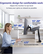 MOUNTUP Heavy Duty Monitor Arm, Single Monitor Mount for 57" Ultrawide Monitor, Supports 4.4–66 lbs, Large Monitor Arm with Full Motion Adjustment, Monitor Stand for Desk, Max VESA 100x100mm
