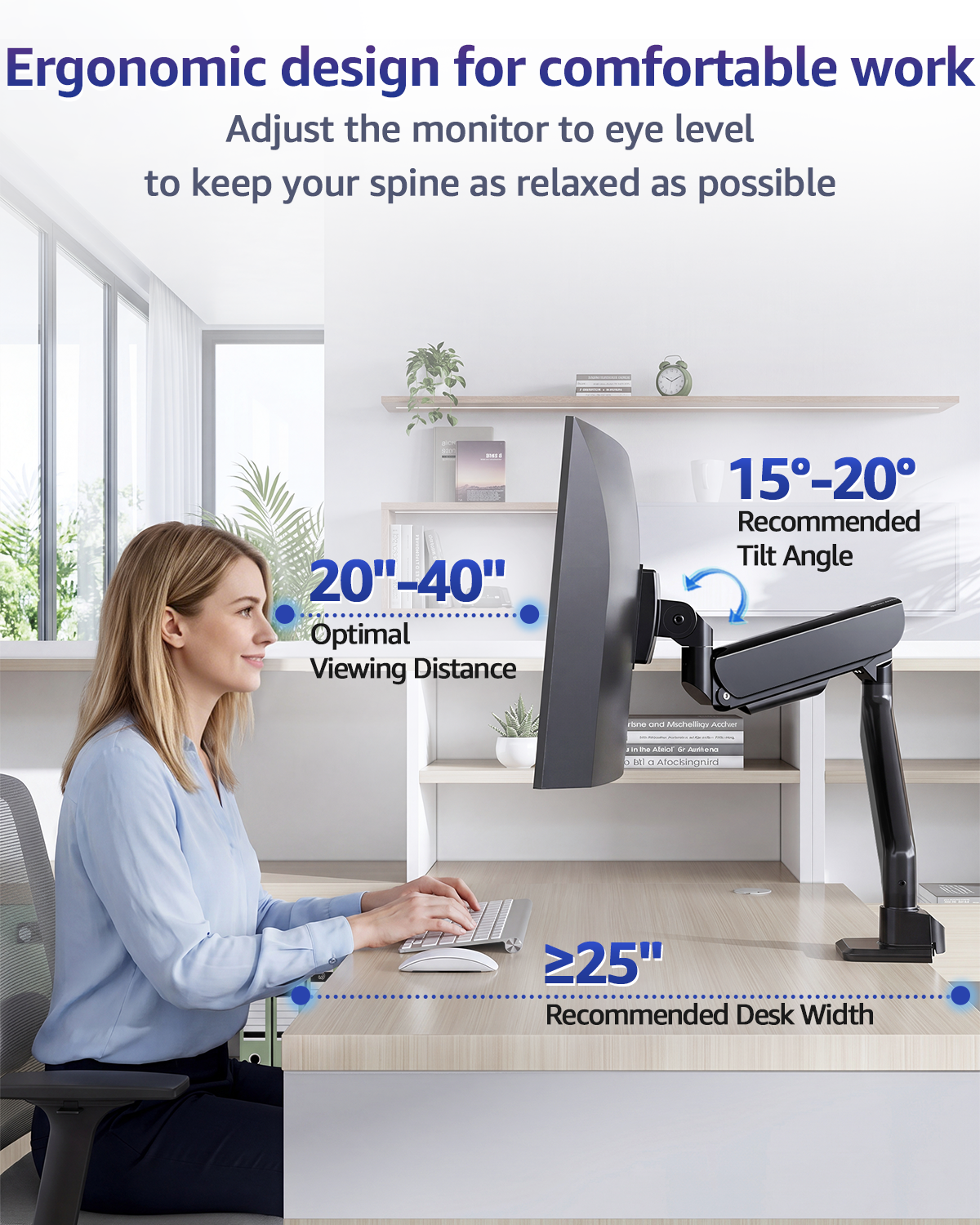 MOUNTUP Heavy Duty Monitor Arm, Single Monitor Mount for 57" Ultrawide Monitor, Supports 4.4–66 lbs, Large Monitor Arm with Full Motion Adjustment, Monitor Stand for Desk, Max VESA 100x100mm