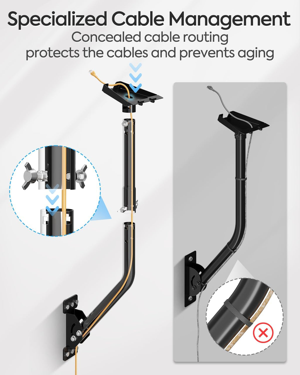 MOUNTUP Starlink Mount for Standard 4/4X/V3, Gen 3 Starlink Wall Mount Kit with Rust-Resistant Stainless Steel Screws for Concrete/Wood Walls, Max 23.5in Poles Adjustable for Wider Eaves