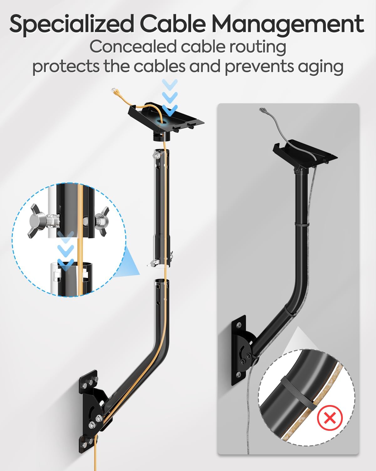 MOUNTUP Starlink Mount for Standard 4/4X/V3, Gen 3 Starlink Wall Mount Kit with Rust-Resistant Stainless Steel Screws for Concrete/Wood Walls, Max 23.5in Poles Adjustable for Wider Eaves