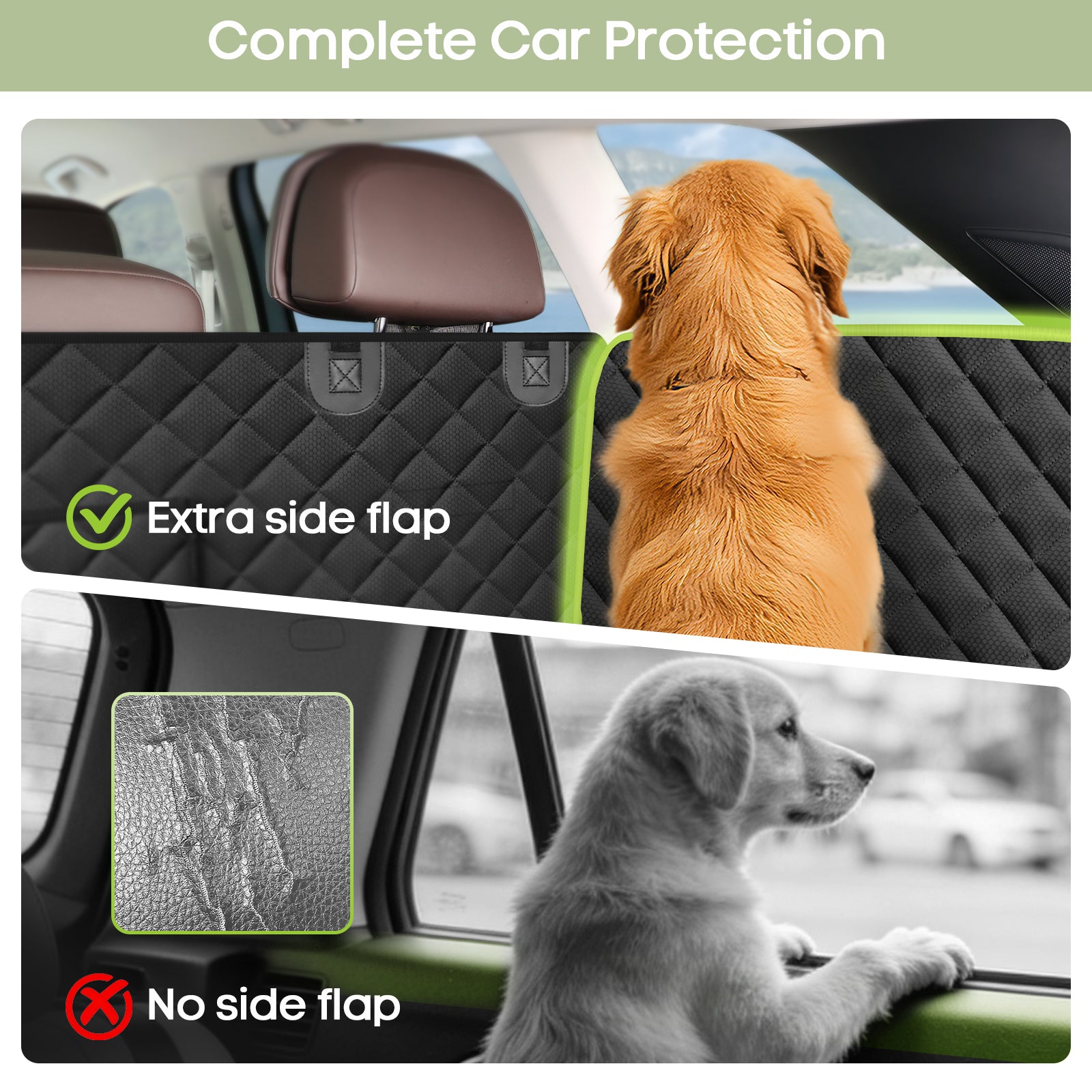 SMATTO Waterproof Dog Cargo Liner for SUV Sedan Van, Non-Slip Scratchproof Pet Seat Cover with Bumper Flap Protector, Large Universal Fit