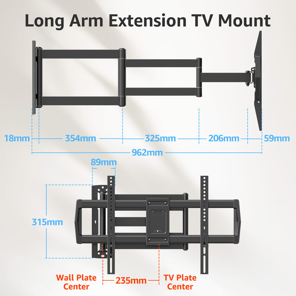 MOUNTUP 962mm Langarm TV Wandhalterung für 42–75 Zoll bis zu 45kg, Schwenkbare Neigbare Wandhalterung Fernseher, Extra Langer Reach Fernseher Halterung, Max VESA 600 x 400mm, EU0047-L