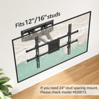 MOUNTUP Full Motion TV Wall Mount for Most 40-85 inch Flat TVs up to 110 lbs, Wall Mount Bracket with Dual Articulating Arms, Tilt, Level, Swivel, TV Mount Fits 12/16" Wood Stud, Max VESA 600x400mm
