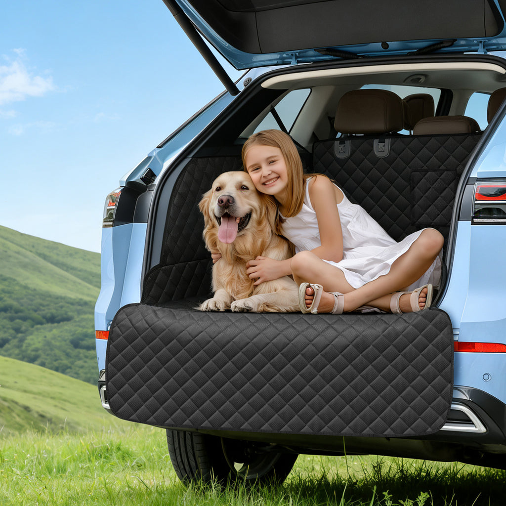 SMATTO Waterproof Dog Cargo Liner for SUV Sedan Van, Non-Slip Scratchproof Pet Seat Cover with Bumper Flap Protector, Large Universal Fit