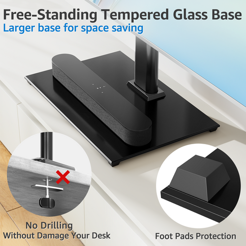 MONTUP Universal TV Stand for 24–60 Inch TV, Height Adjustable Table Top TV Stand Up to 40KG, Pedestal with Bracket Max VESA 400x400mm, EU1335