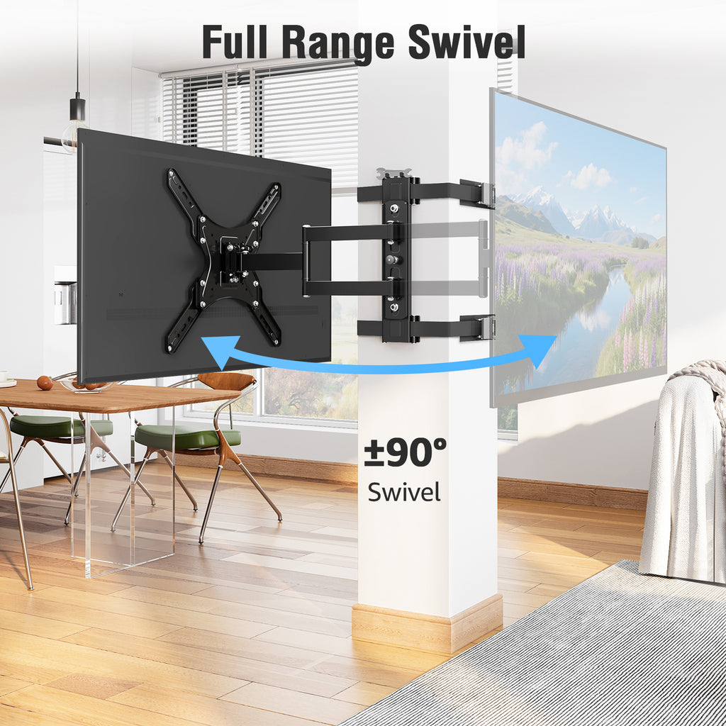 MOUNTUP Outdoor Pillar TV Mount for Gazebo & Patio, No-Drill Full Motion TV Post Mount for Round & Square Columns, Swivel Tilt Level, Fits 26–60″ TVs up to 77 lbs, Max VESA 400x400mm, Black MU0084-OD