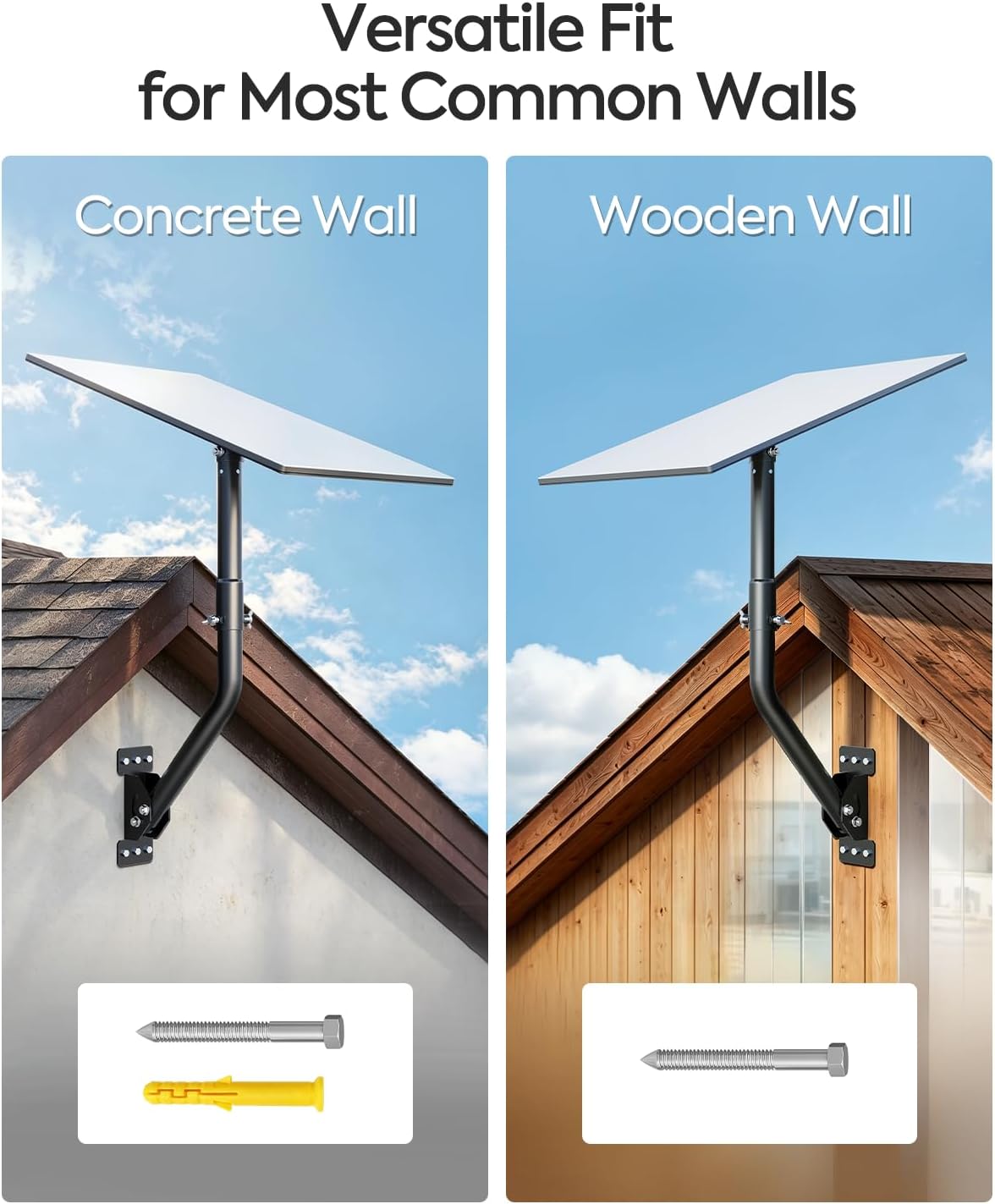 MOUNTUP Starlink Mount for Standard 4/4X/V3, Gen 3 Starlink Wall Mount Kit with Rust-Resistant Stainless Steel Screws for Concrete/Wood Walls, Max 23.5in Poles Adjustable for Wider Eaves