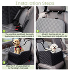 Waterproof Dog Car Seat for Small/Medium Dogs up to 26 lbs, Memory Foam Booster Seat Elevated 6in, Pet Car Seat with Removable Washable Cover, Y-Shape Safety Belt and Storage Pockets