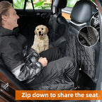 SMATTO Dog Car Seat Cover with Mesh Window, 100% Waterproof Pet Seat Cover for Back Seat, Scratchproof Dog Hammock for Cars, Trucks, SUVs, Jeeps, Black