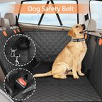 SMATTO Heavy Duty 400lbs Dog Car Seat Cover, Waterproof Pet Hammock for Back Seat with Mesh Window & Hard Bottom, Fits SUV Car