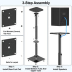 MOUNTUP Universal Speaker Stands Pair, 28.3" to 37.4" Height Adjustable Floor Speaker Stands, Holds Bookshelf & Large Satellite Studio Speakers, Cable Concealing, 22LBS Capacity, 9.8" Plate, Black
