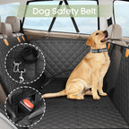 Smatto Dog Car Seat Cover for Back Seat, Hard Bottom Back Seat Extender Supports 400lbs, Waterproof Rear Seat Pet Cover, Dog Hammock with Mesh Window for Car SUV