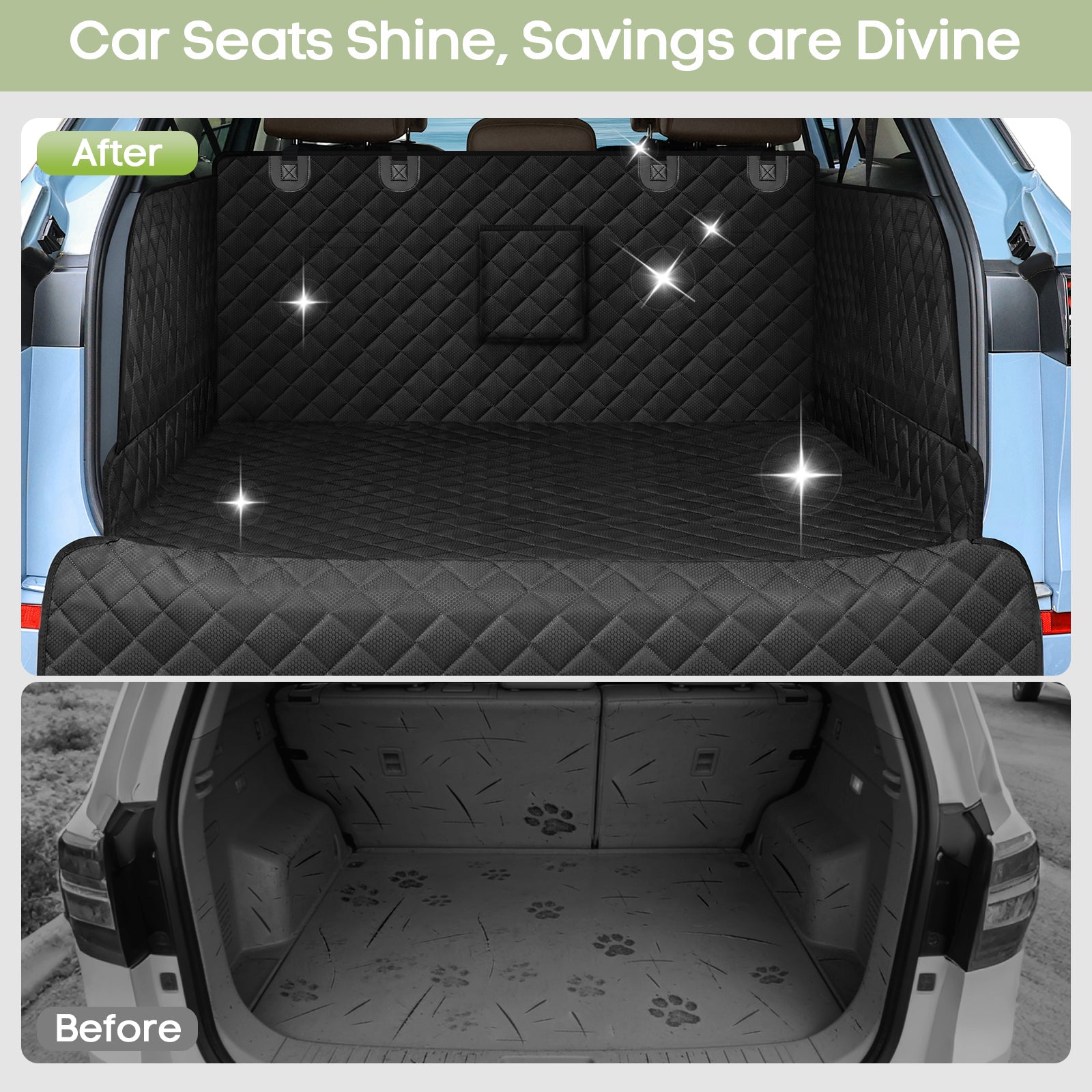 SMATTO Waterproof Dog Cargo Liner for SUV Sedan Van, Non-Slip Scratchproof Pet Seat Cover with Bumper Flap Protector, Large Universal Fit