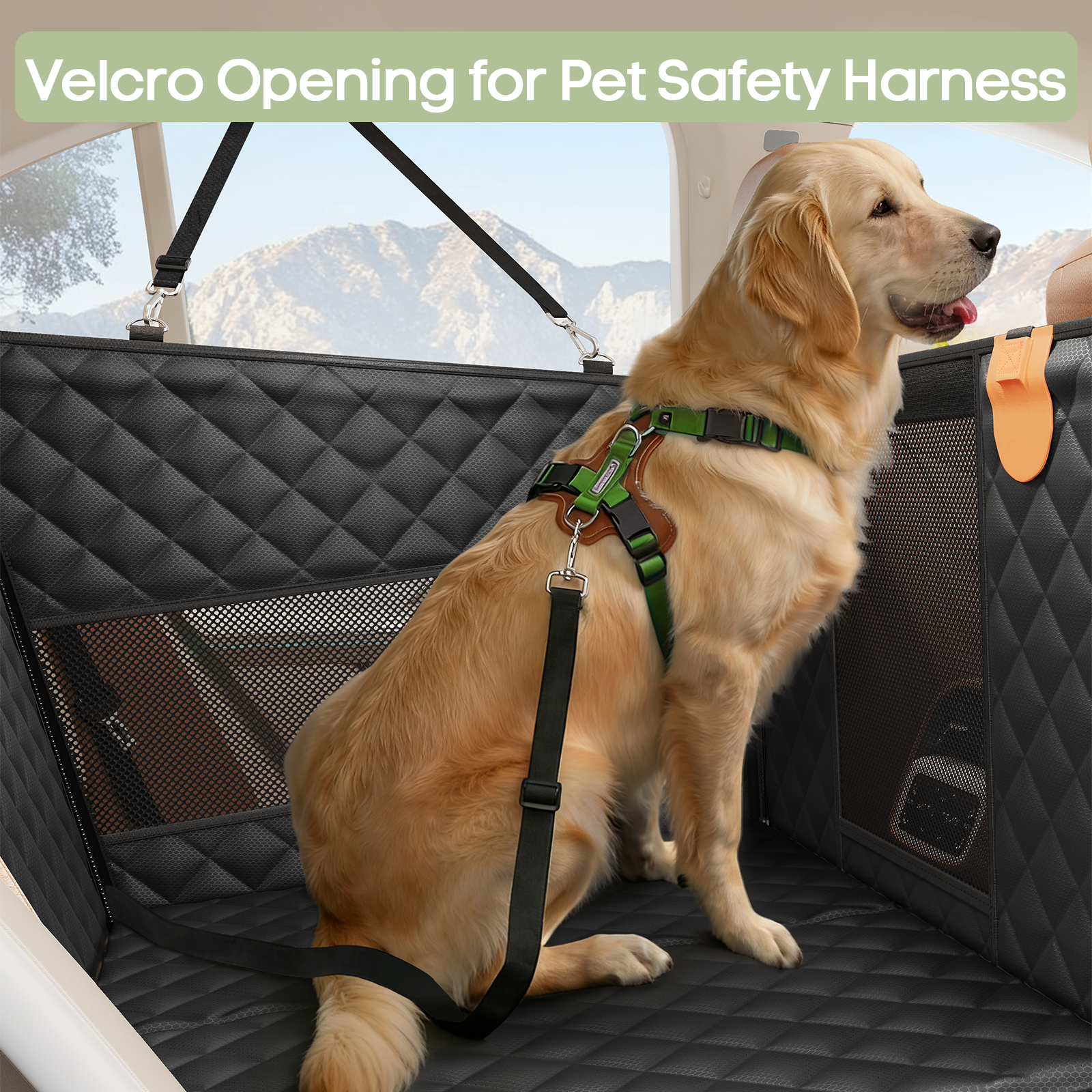 Dog Car Seat for Large Medium Dogs, Back Seat Extender for Pets with Hard Bottom, Strong Support Waterproof Dog Seat Cover with 3 Mesh Windows for Cars, Trucks and SUVs
