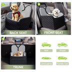 Waterproof Dog Car Seat for Small/Medium Dogs up to 26 lbs, Memory Foam Booster Seat Elevated 6in, Pet Car Seat with Removable Washable Cover, Y-Shape Safety Belt and Storage Pockets