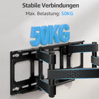 MOUNTUP TV Wandhalterung Schwenkbare Neigbare TV Halterun für 37-82 Zoll Flach & Curved LCD LED Fernseher bis zu 50kg, Max VESA 600x400mm, inklusive Befestigungsmaterial