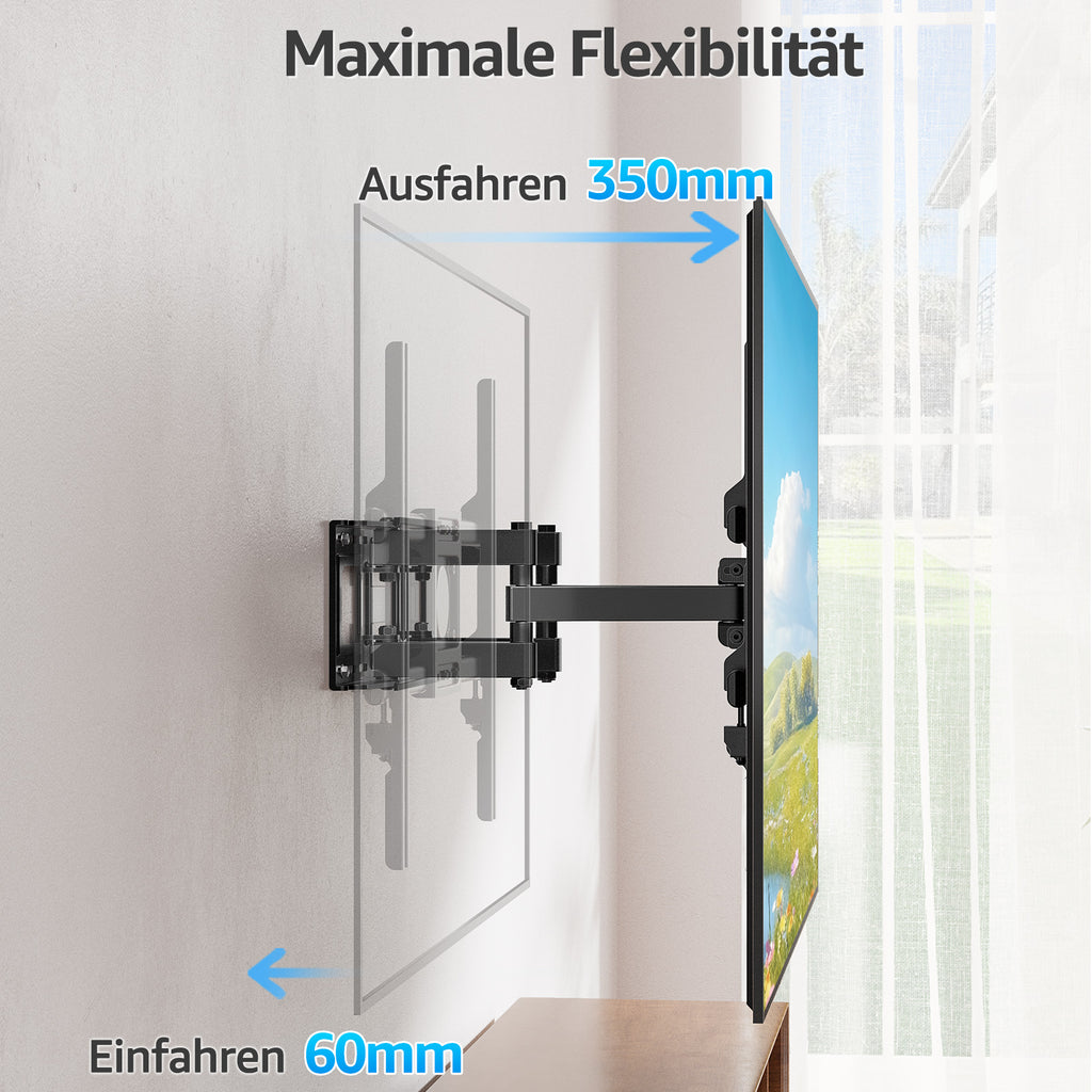 MOUNTUP TV Wandhalterung Schwenkbare Neigbare TV Halterun für 37-82 Zoll Flach & Curved LCD LED Fernseher bis zu 50kg, Max VESA 600x400mm, inklusive Befestigungsmaterial