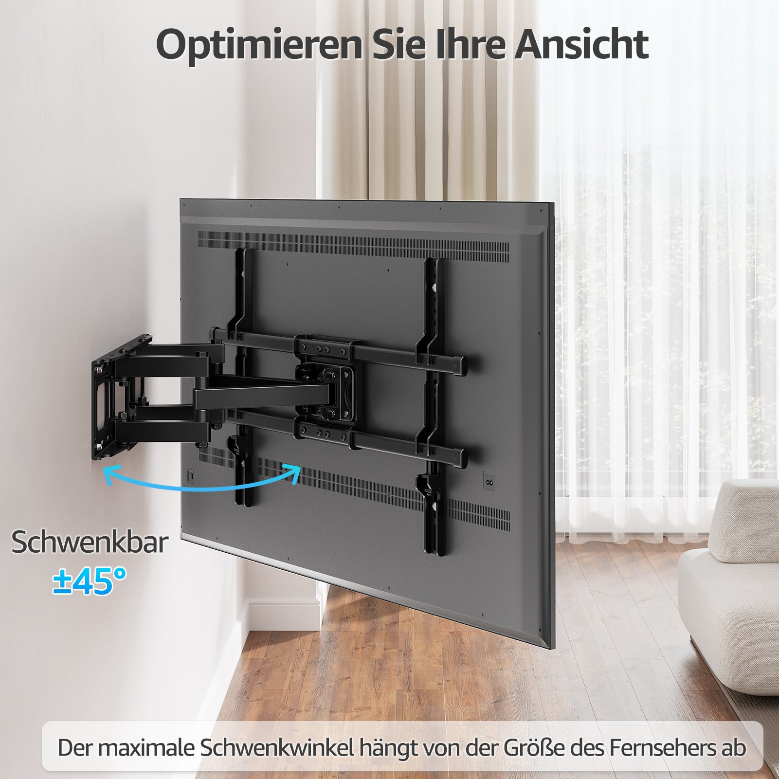 MOUNTUP TV Wandhalterung Schwenkbare Neigbare TV Halterun für 37-82 Zoll Flach & Curved LCD LED Fernseher bis zu 50kg, Max VESA 600x400mm, inklusive Befestigungsmaterial
