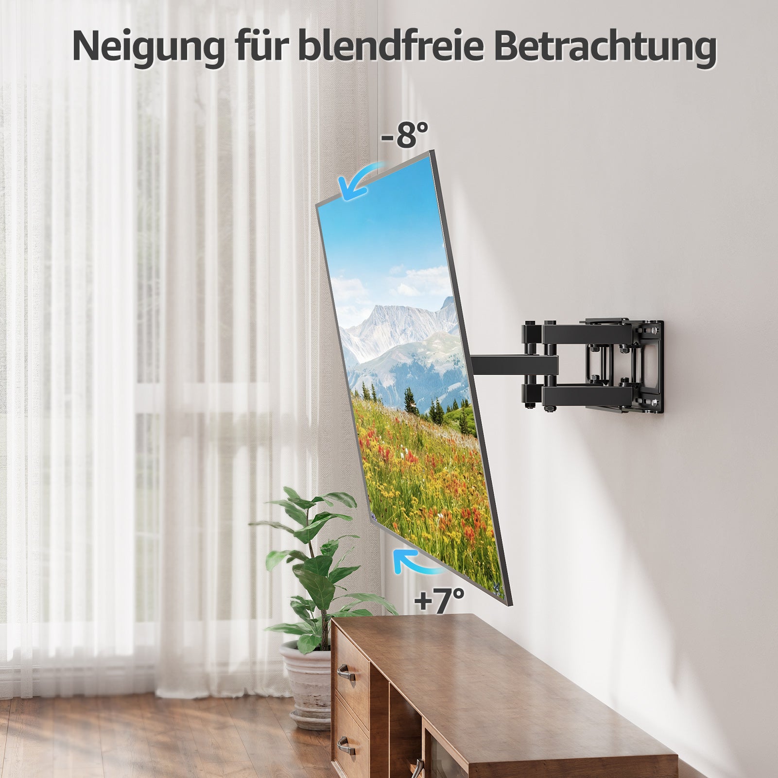 MOUNTUP TV Wandhalterung Schwenkbare Neigbare TV Halterun für 37-82 Zoll Flach & Curved LCD LED Fernseher bis zu 50kg, Max VESA 600x400mm, inklusive Befestigungsmaterial