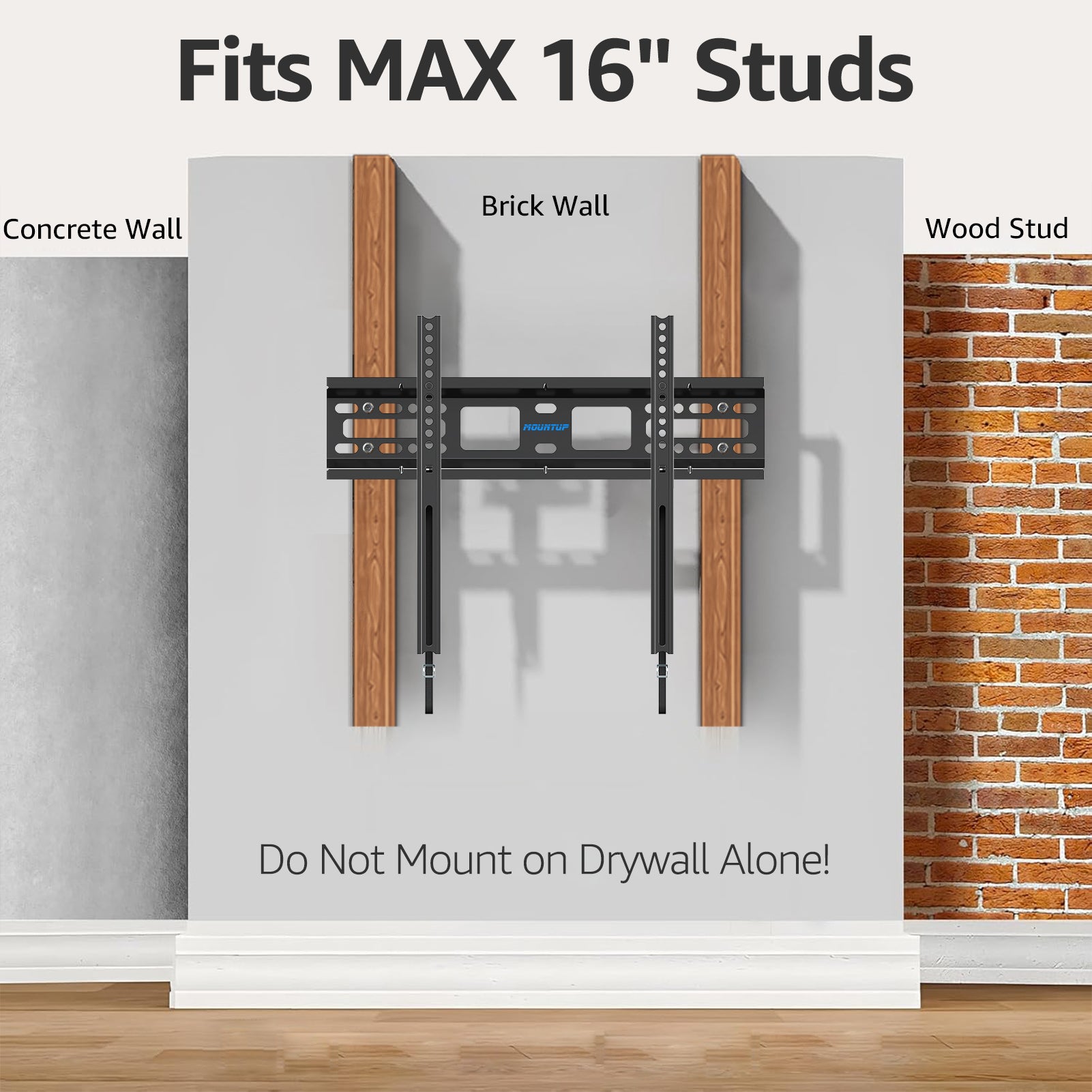 MOUNTUP Fixed TV Wall Mount for Most 26-55 Inch LED, LCD and Plasma TVs, 1" Low Profile & Space Saving Flat TV Bracket with Quick Release Lock Max VESA 400x400mm up to 99 lbs Fits 12"-16" Wood Studs YMU0013